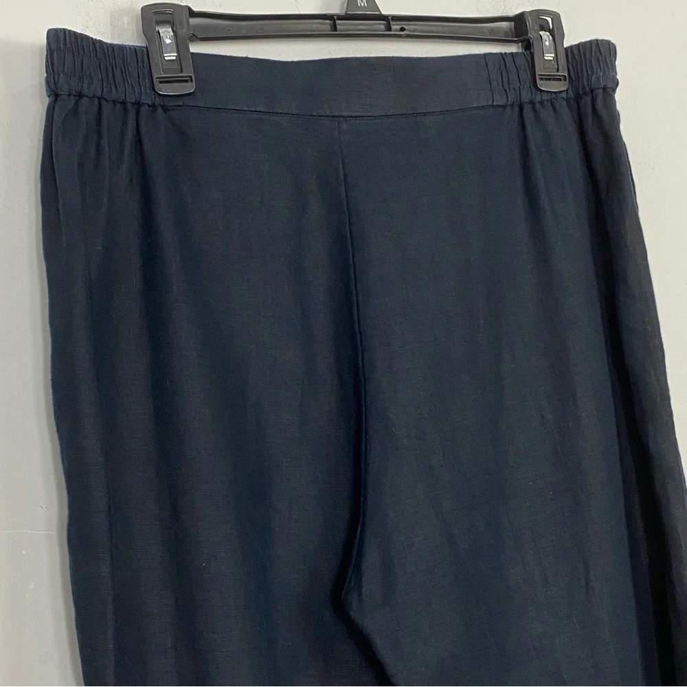 COS Linen Navy Stretch Trouser Relaxed Wide Leg